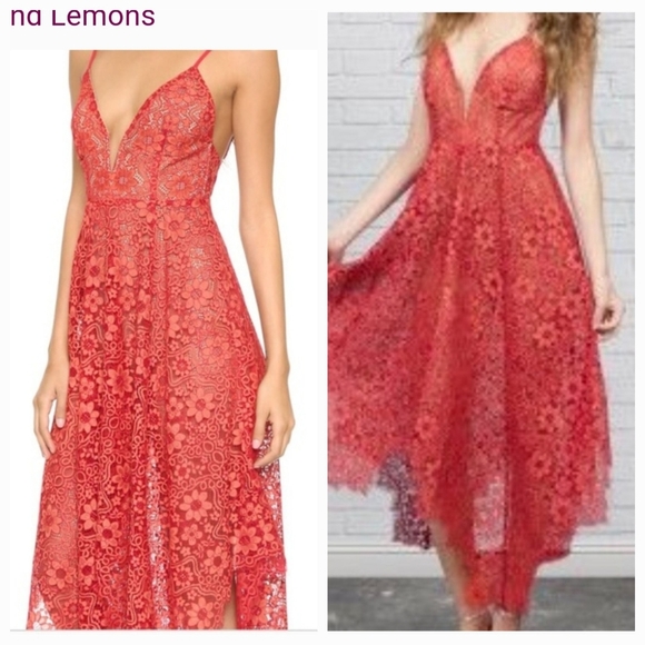 For Love And Lemons Red Lace Maxi Dress - Picture 3 of 15